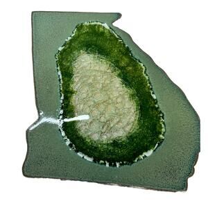 Dock 6 Pottery Anthropologie Trivet - Georgia - ￼ geode- Green / Handmade- Art
